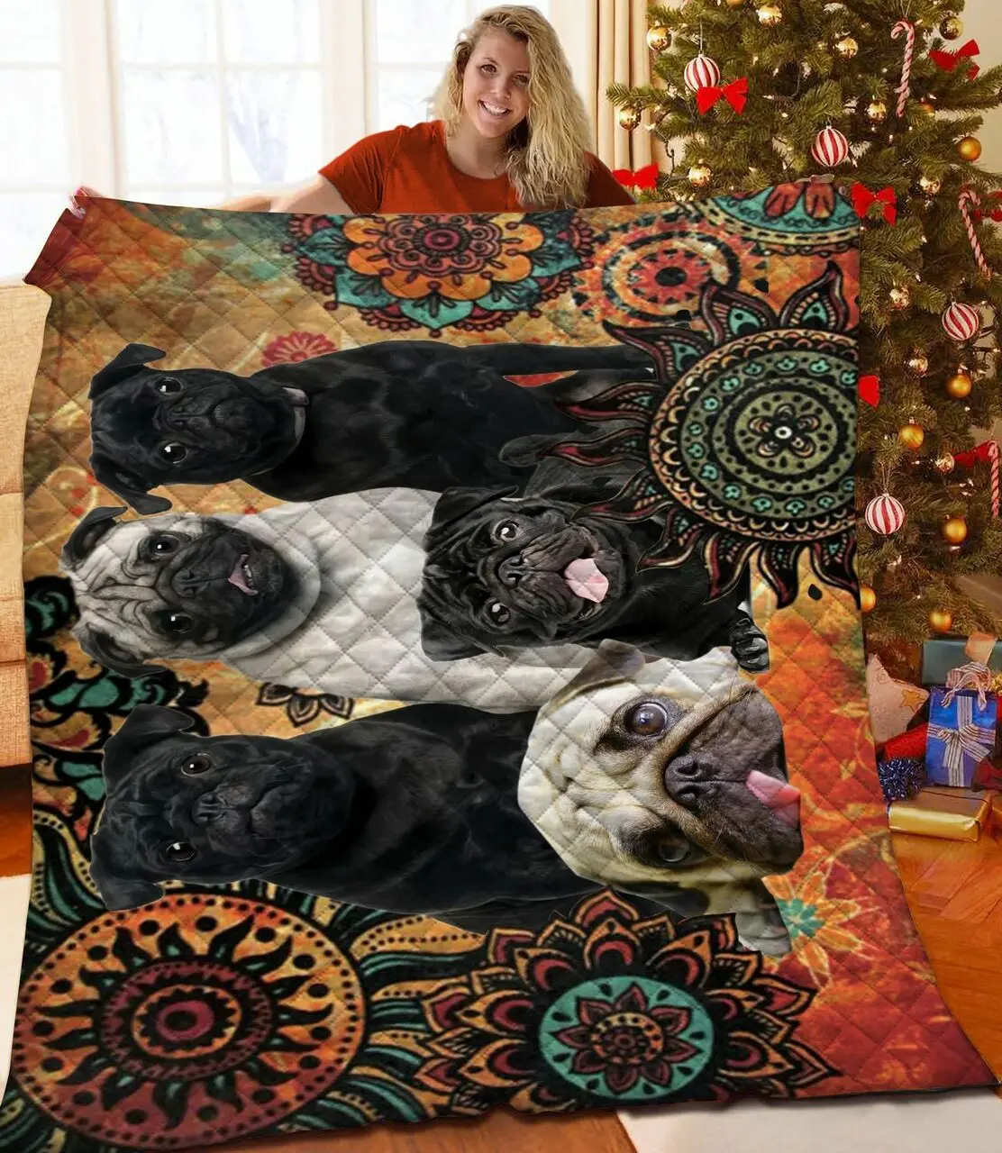 Pug JFJ11613 3D Customized Quilt 2707 and Home Decor