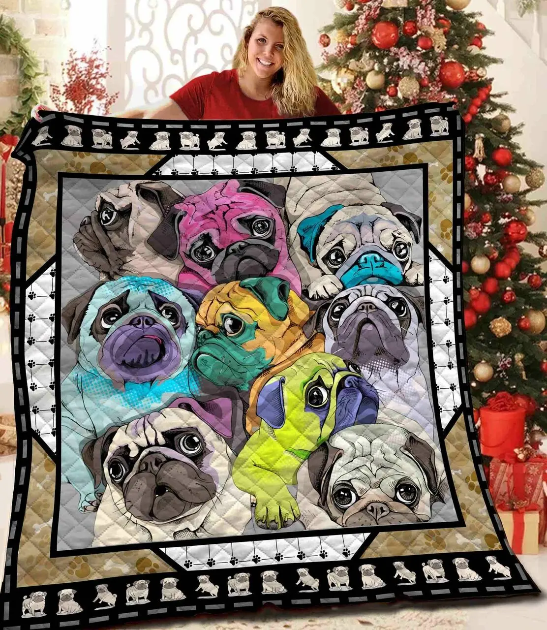 Pug JFJ11615 3D Customized Quilt 2707 and Home Decor