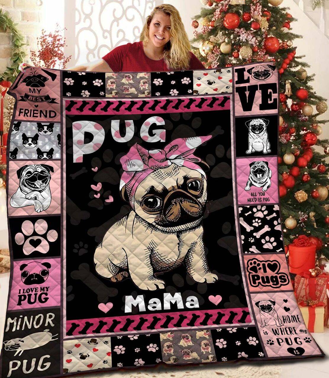 Pug JFJ11655 3D Customized Quilt 2707 and Home Decor