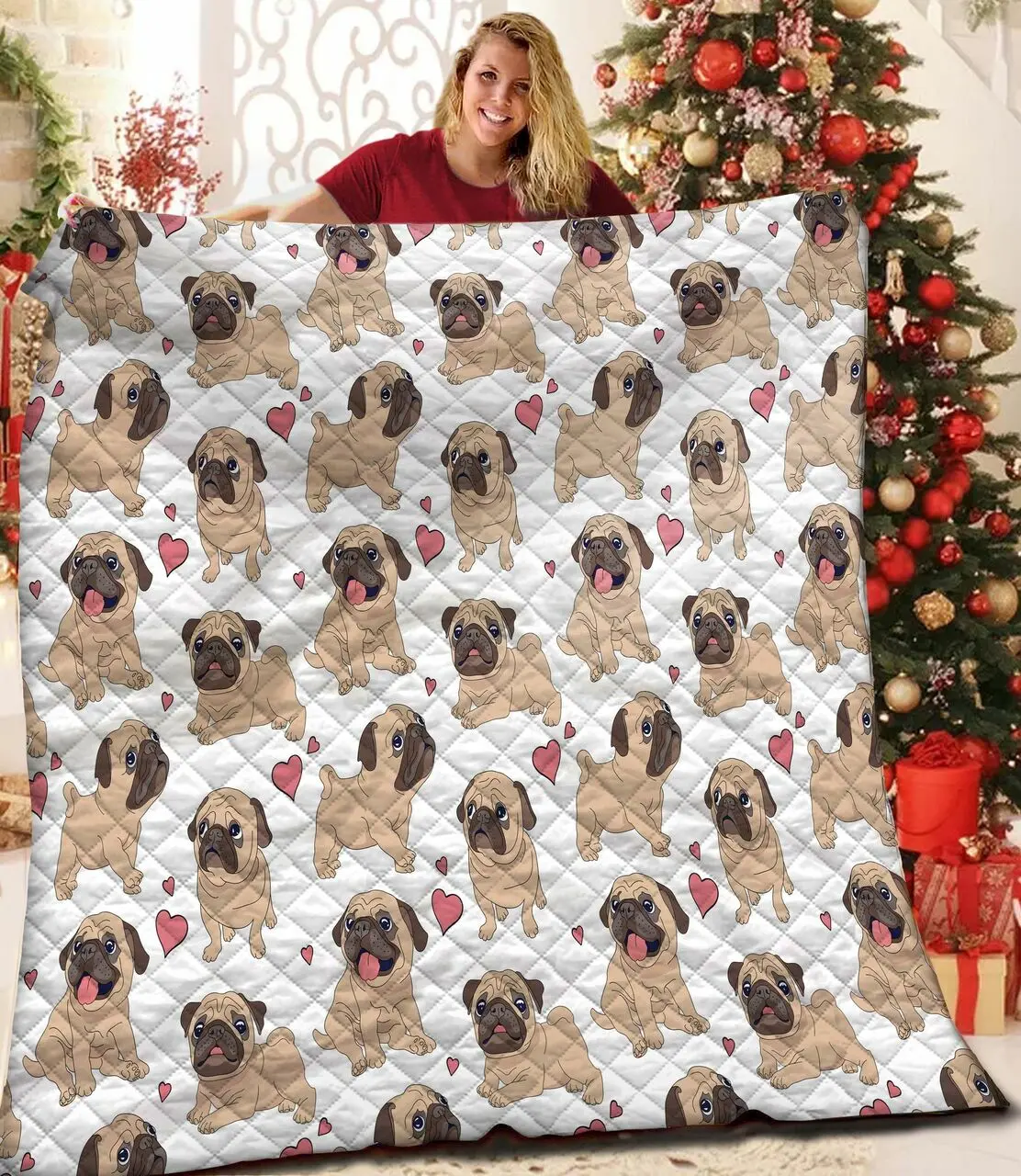 Pug JFJ11657 3D Customized Quilt 2707 and Home Decor