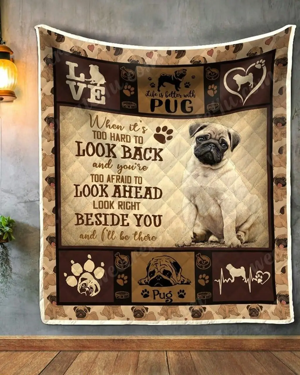 Pug Live Love Pug Quilt Blanket Dhc04011481Dd and Home Decor