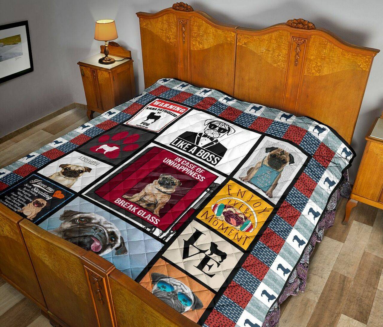 Pug Love Quilt Tafp Bubl and Home Decor