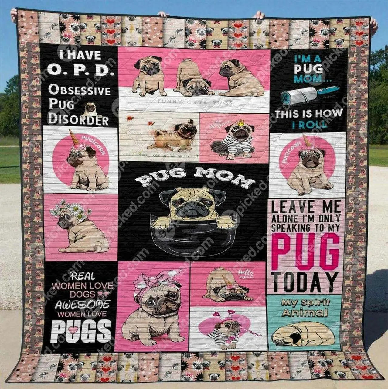 Pug Mom Clt150650 Quilt Blanket and Home Decor