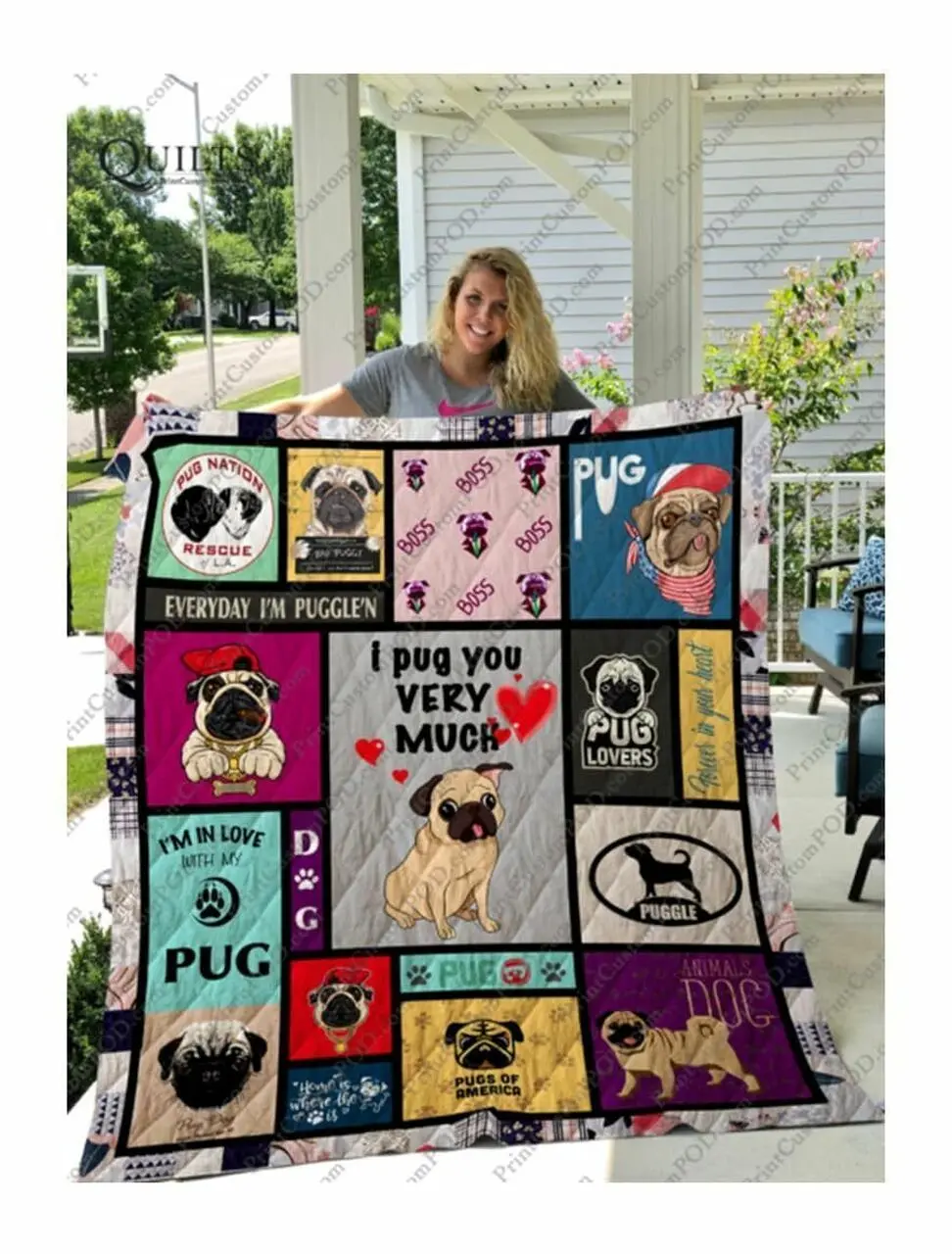 Pug Quilt Tdhnq and Home Decor