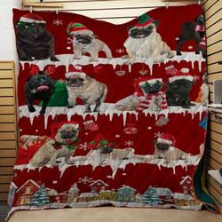 Pug Snow Christmas Quilt Tdheg and Home Decor