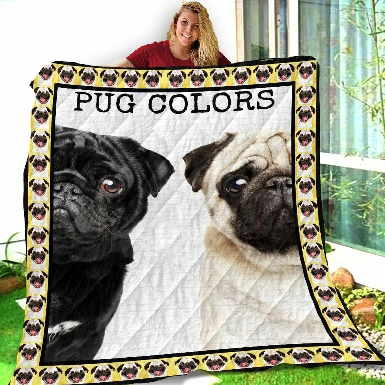 Pug White And Black SH28 NTTH011298 3D Customized Quilt and Home Decor