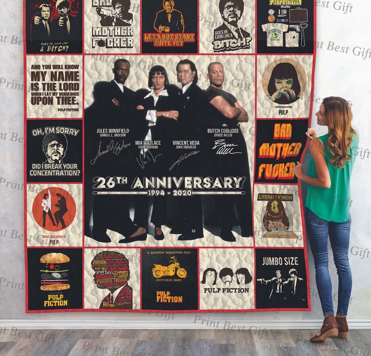 Pulp Fiction Poster Quilt Blanket and Home Decor