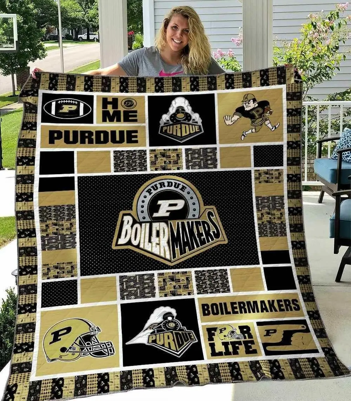 Purdue Boilermakers Blanket Th1607 Quilt and Home Decor