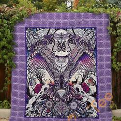 Purple Feather Owl Blanket TH0207 Quilt and Home Decor