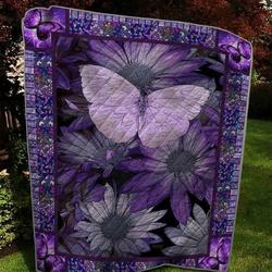 Purple Sunflower Butterflies Quilt Blanket  Quilt and Home Decor
