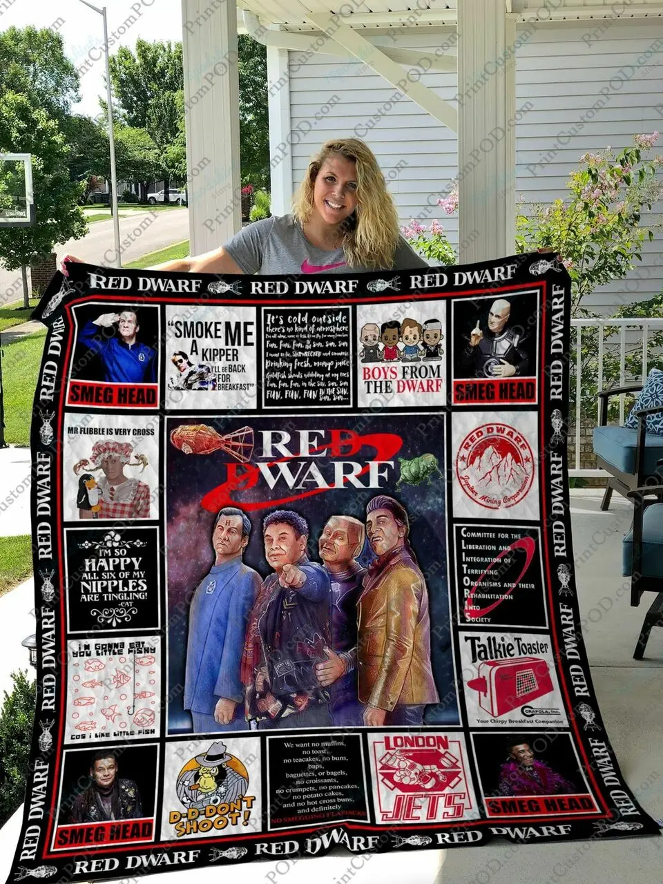Qd Red Dwarf Quilt Blanket and Home Decor