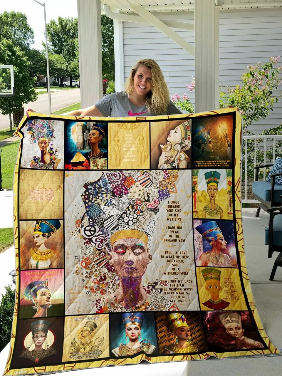 Queen Nefertiti Quilt Blanket and Home Decor