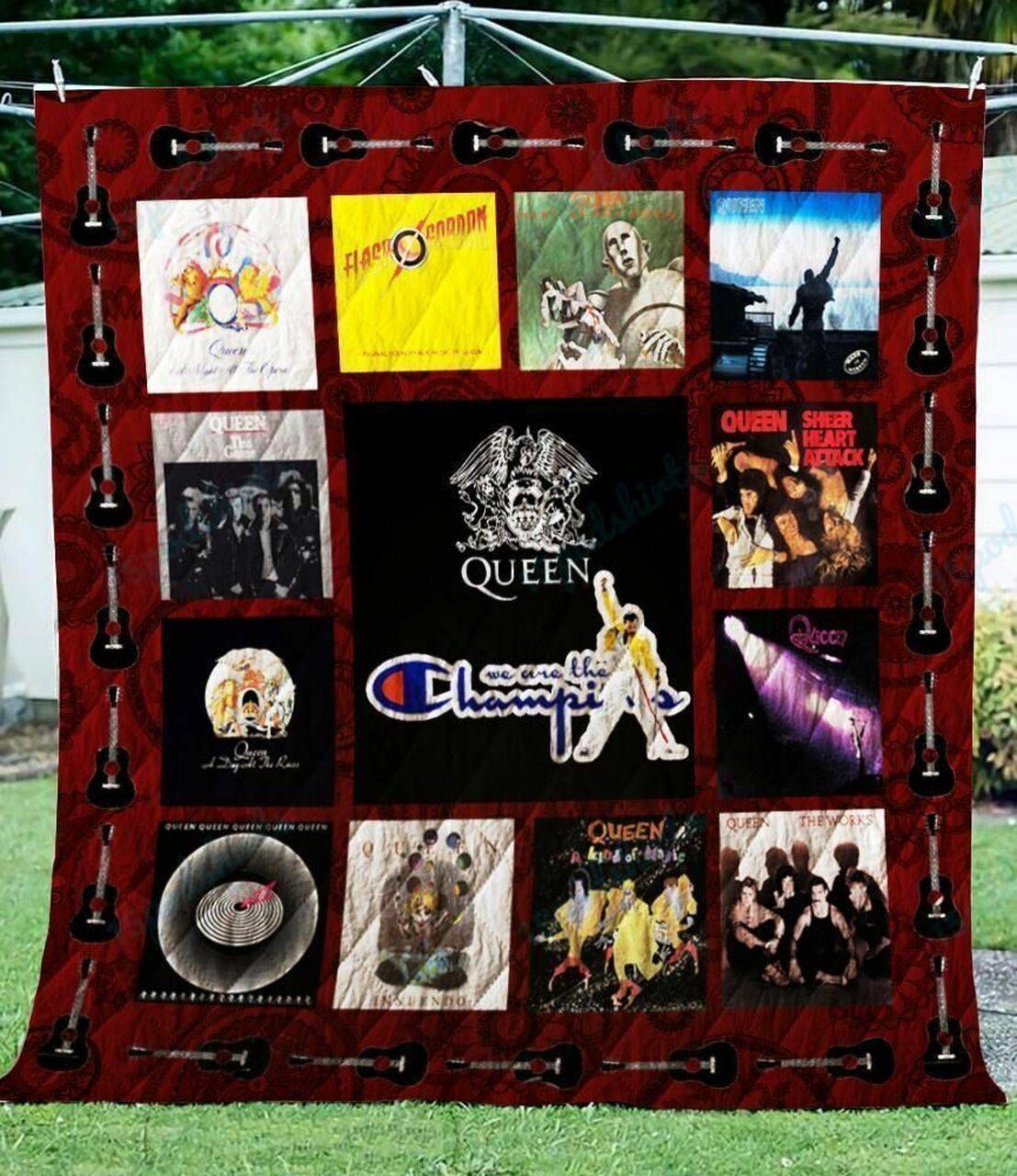 Queen We Are The Champions Washable Handmade Quilt Blanket For Fans and Home Decor