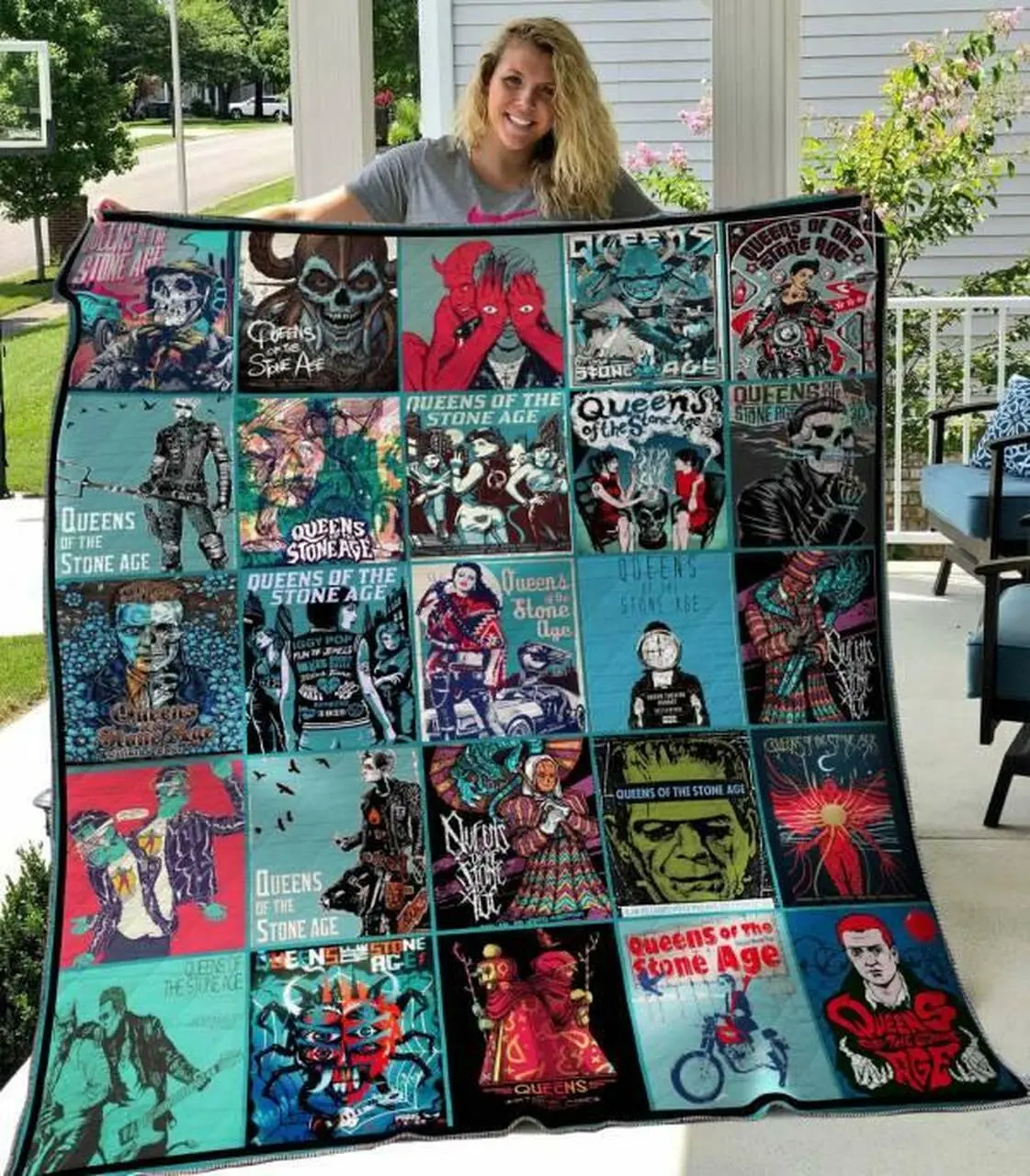 Queens Of The Stone Age Quilt Blanket Hvt040622 Quilt and Home Decor