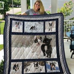 Qui18006 Boston Terrier 3D Personalized Customized Quilt Blanket 34 and Home Decor