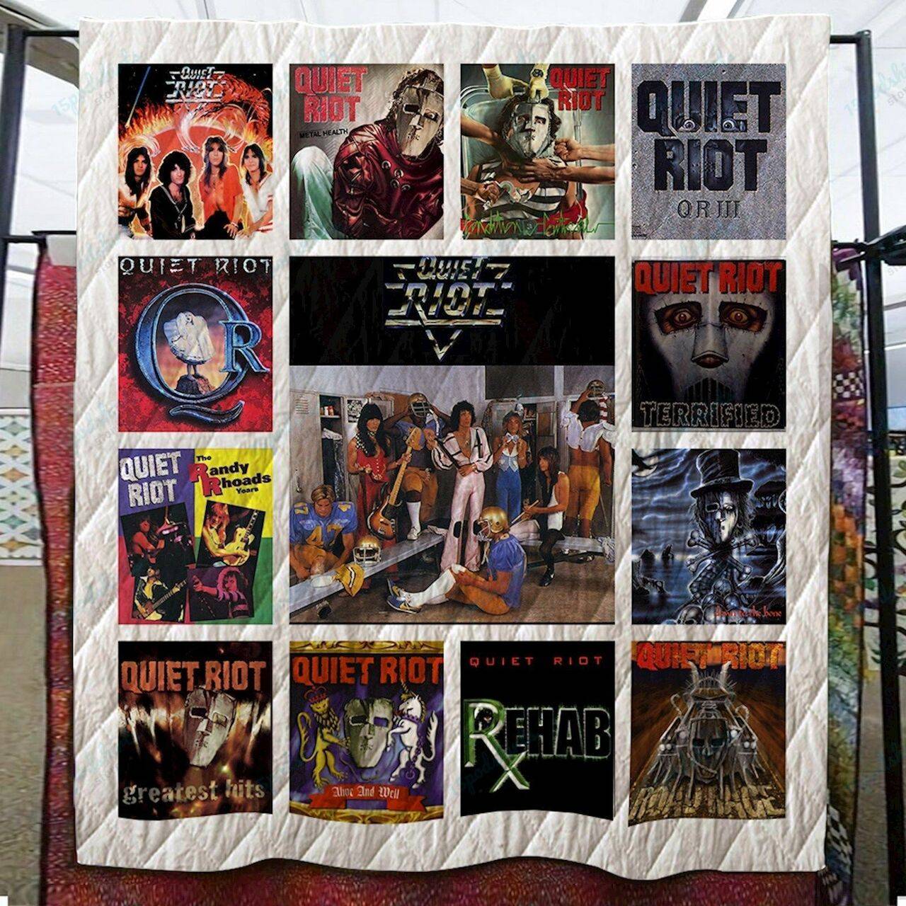 Quiet Riot Quilt Blanket and Home Decor