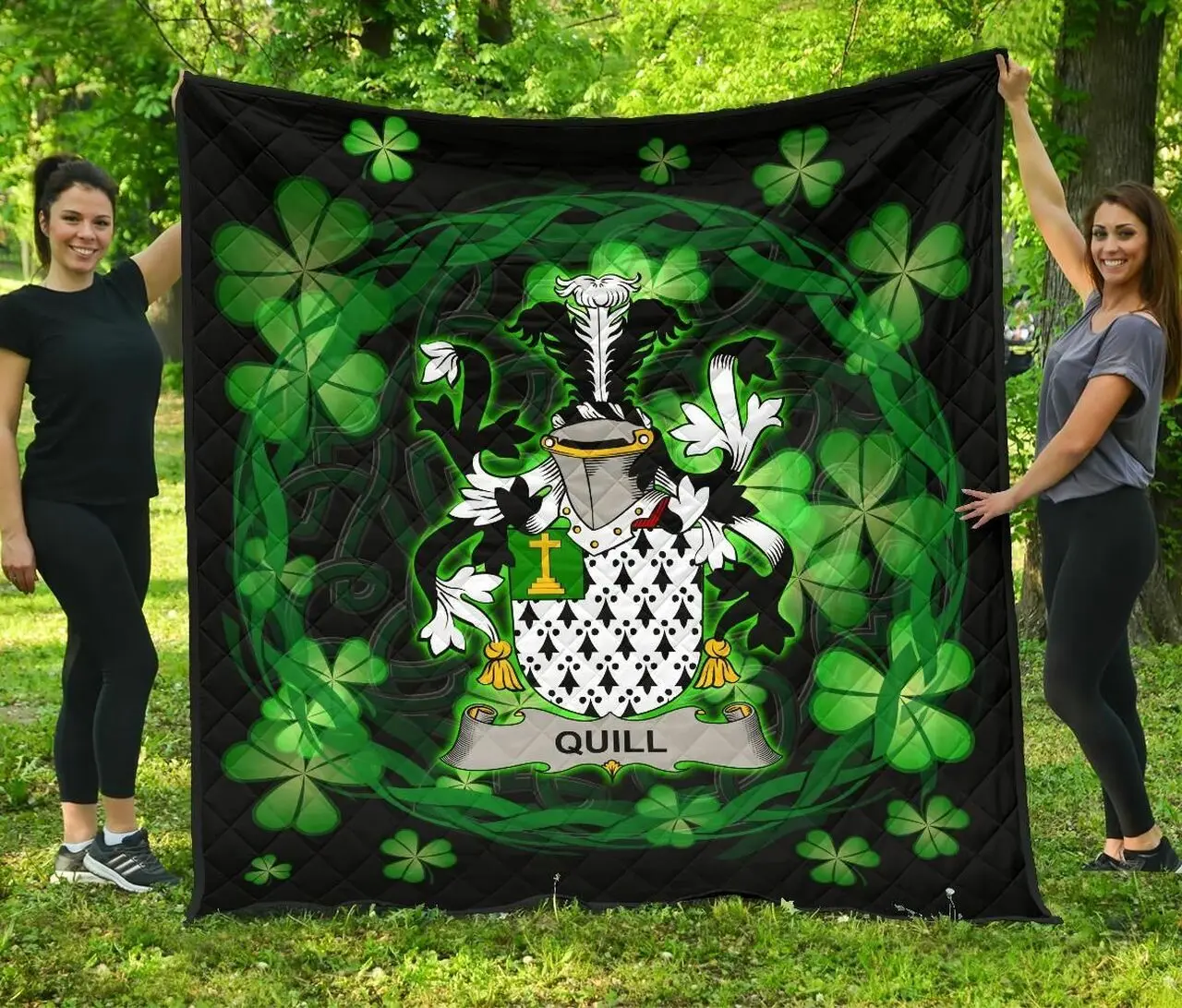 Quill Ireland Irish Celtic Shamrock Knot Circle JFJ11725 3D Customized Quilt 2707 and Home Decor