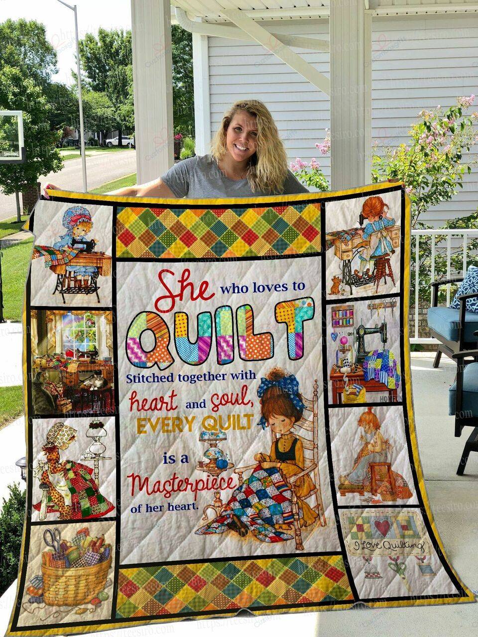 Quilting She Who Loves To Quilt Stitches Together With Heart And Soul Every Quilt Is Masterpiece Of Her Heart Quilt Blanket Great Customized Blanket Gifts For Birthday Christmas Thanksgiving and Home Decor