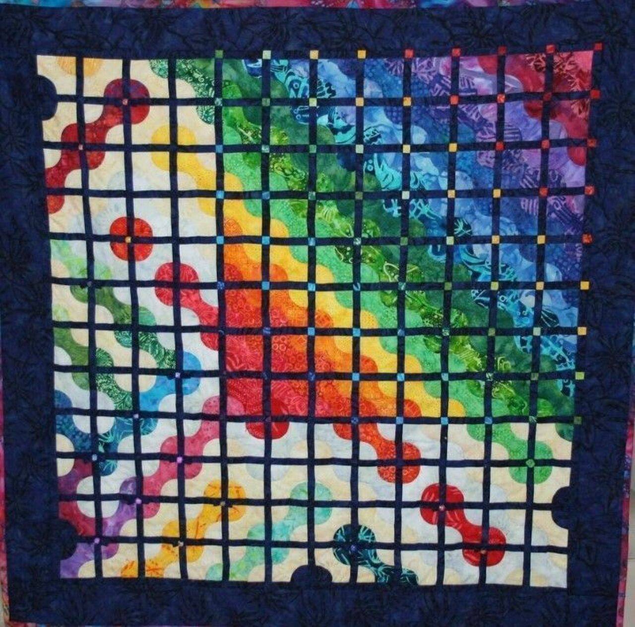 Rainbow Squiggles Quilt Tdhaf and Home Decor