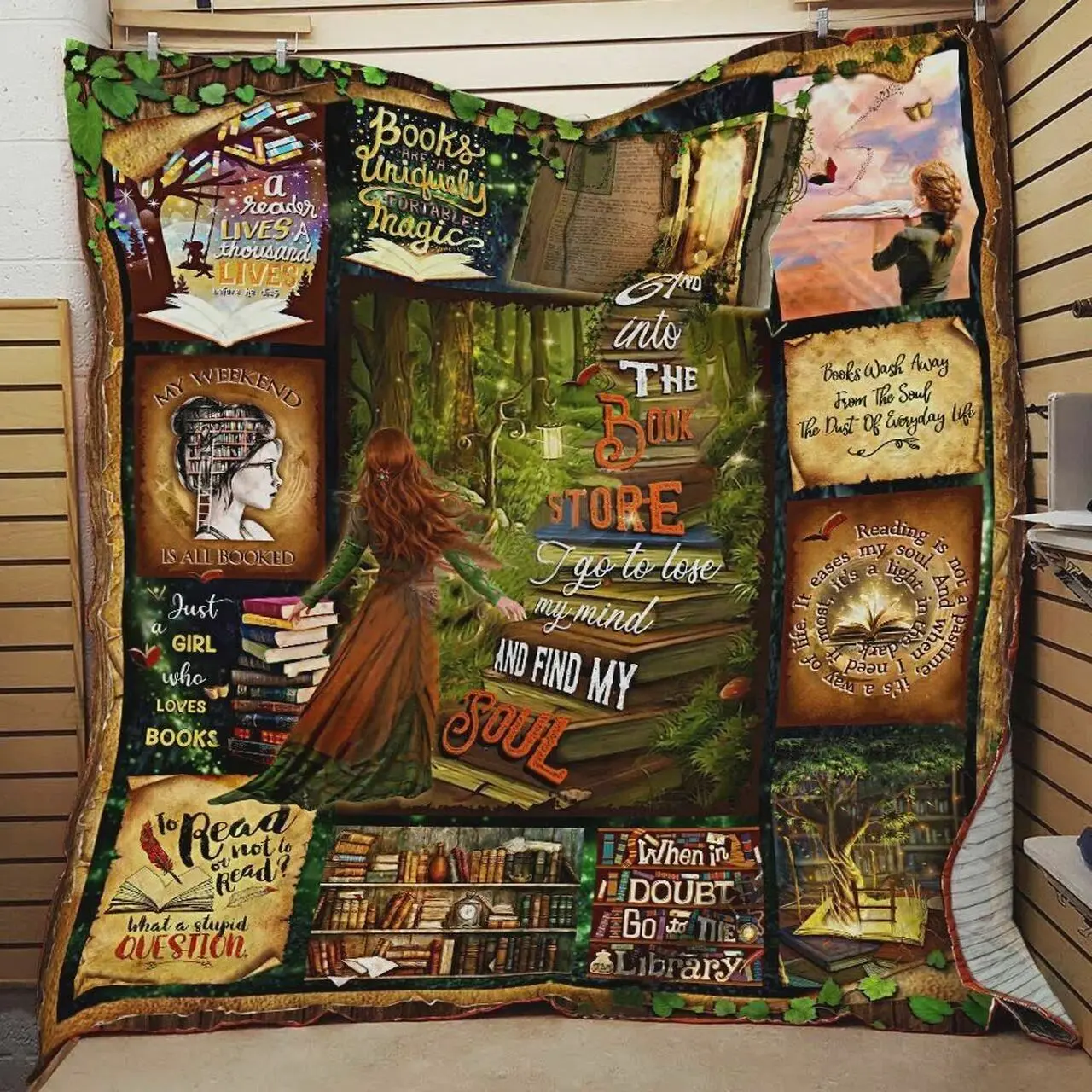 Reading Girl Loves Books Quilt Blanket Great Customized Blanket Gifts For Birthday Christmas Thanksgiving and Home Decor