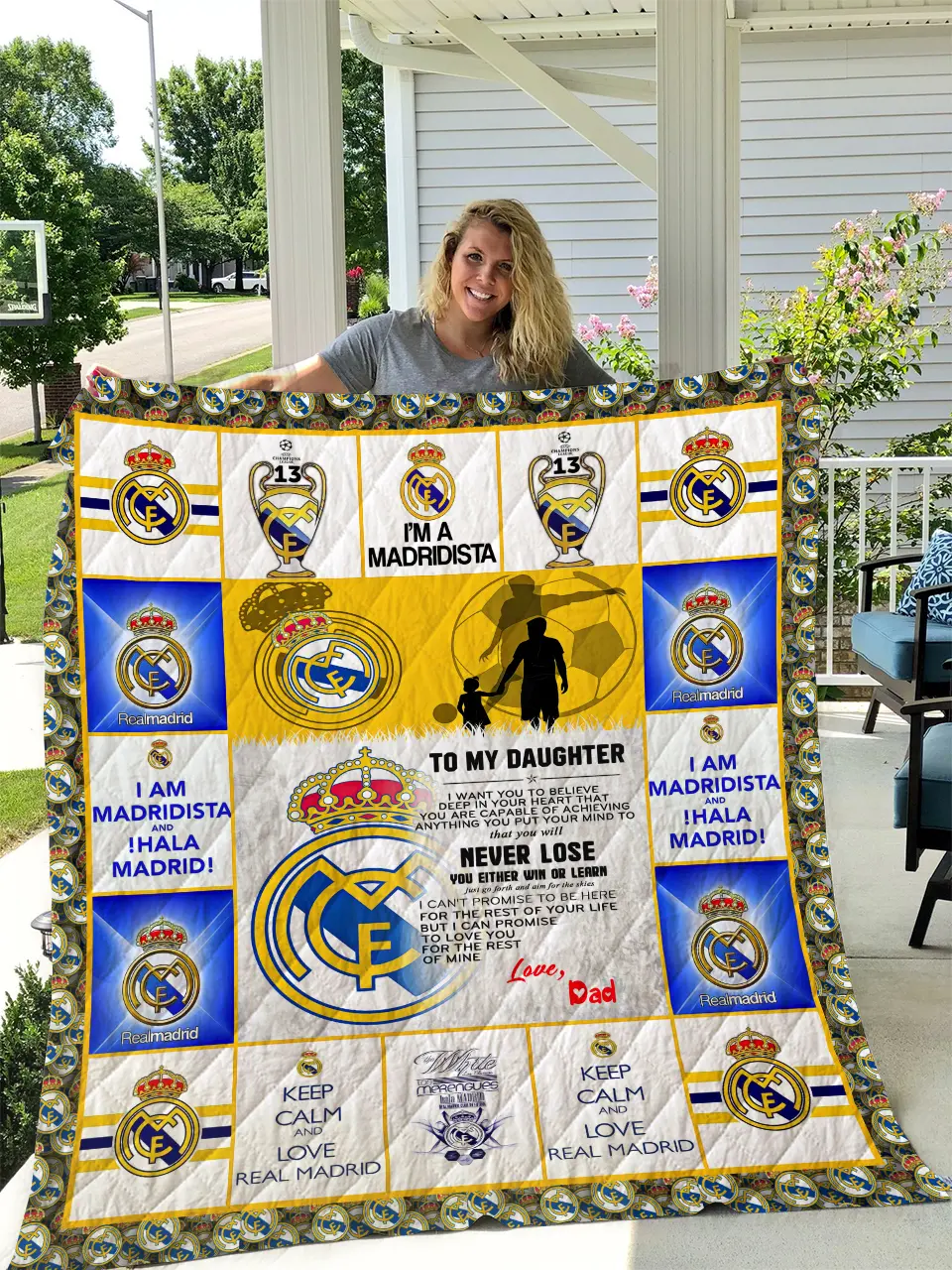 Real Madrid - To My Daughter - Love Dad Quilt and Home Decor