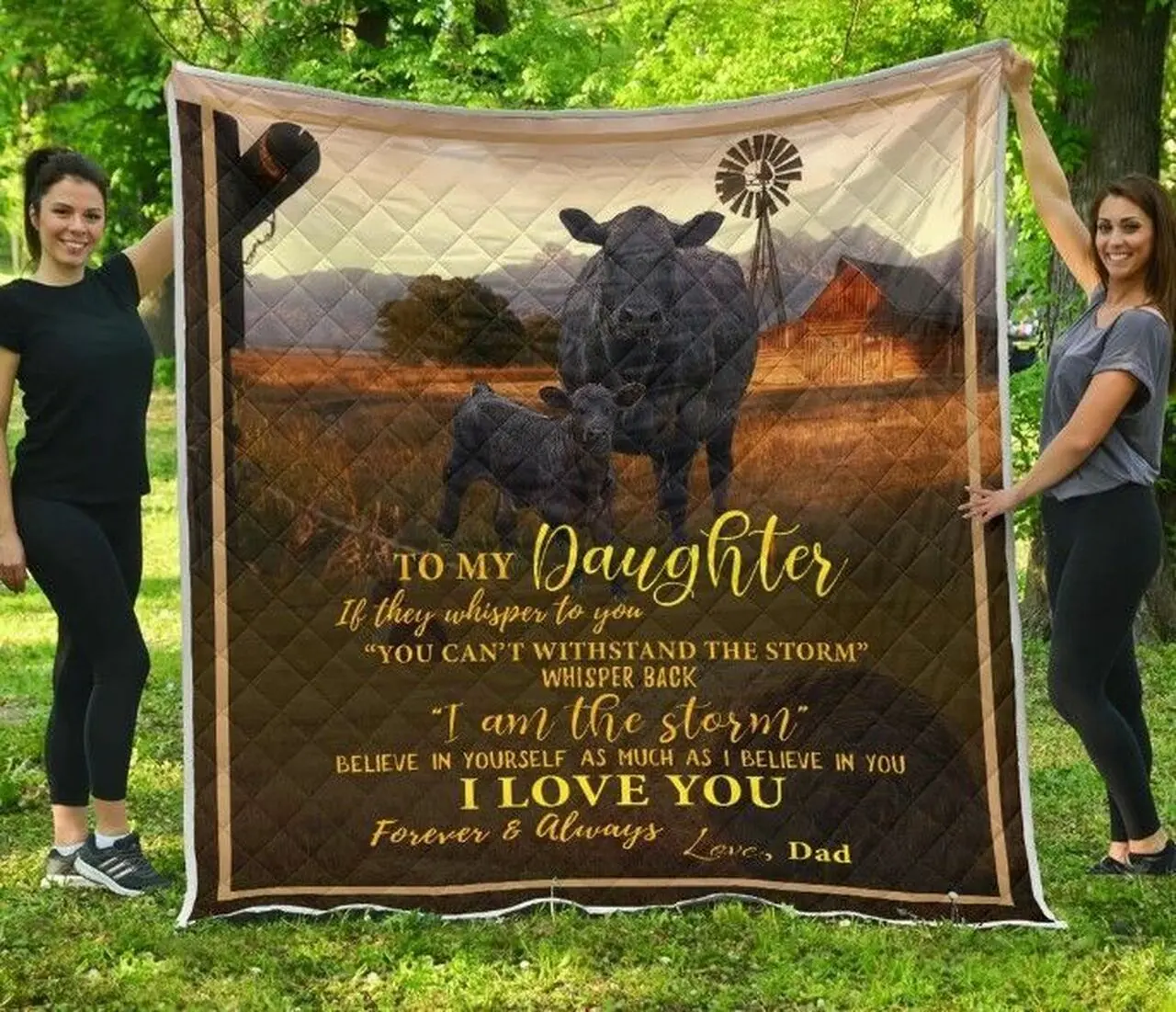 Red Angus Cow My Daughter If They Whisper To You Quilt Tdhkh and Home Decor