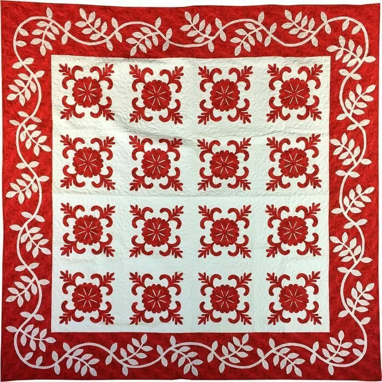 Red Flower Quilt Tdhfw and Home Decor