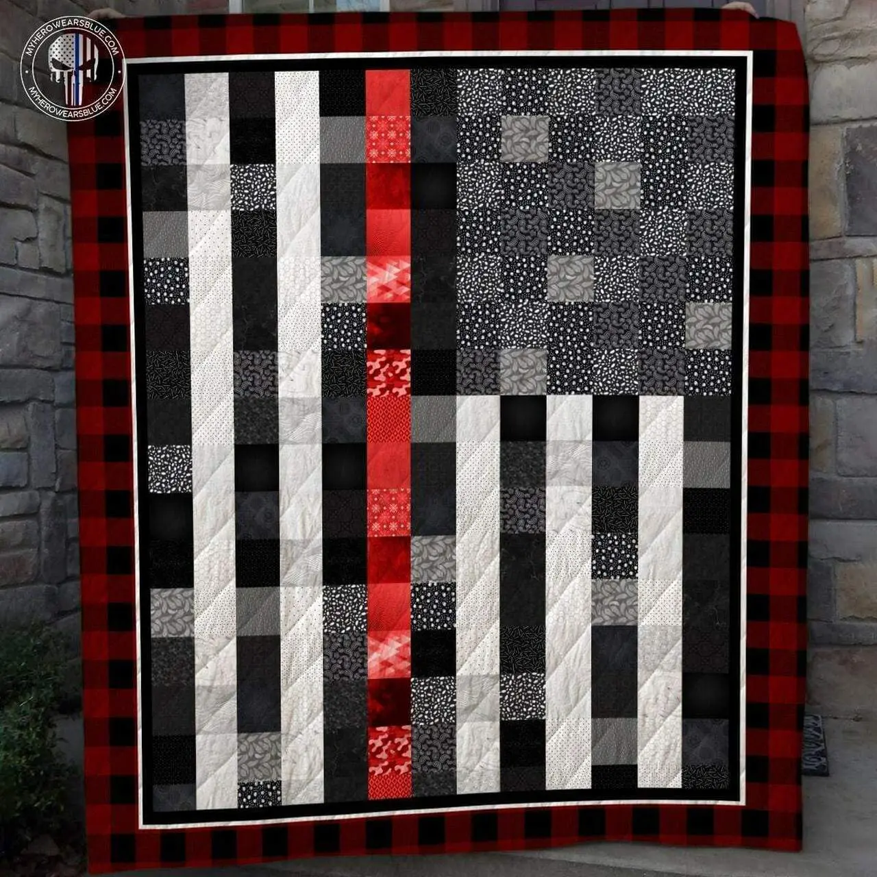 Red Line Patterns Blanket Quilt and Home Decor