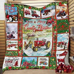 Red Tractor Country Christmas JFJ11870 3D Customized Quilt 2707 and Home Decor