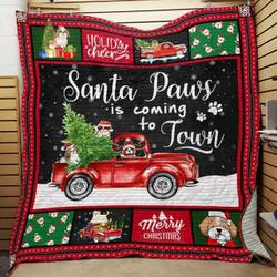 Red Truck Shih Tzu Dog Christmas Cla0412208Q Quilt Blanket and Home Decor