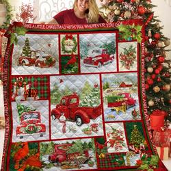 Red Truck With Christmas Tree JFJ11883 3D Customized Quilt 2707 and Home Decor