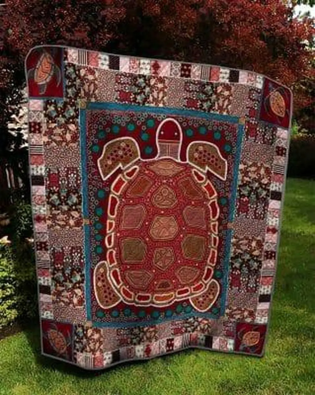 Red Turtle Quilt Blanket Quilt and Home Decor