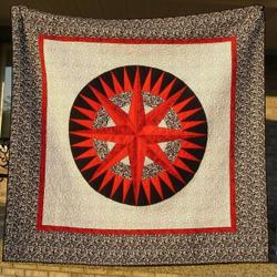 Red White And Black Mariner Compass Quilt Tdhgd and Home Decor