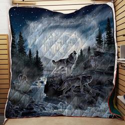Regal Comfort Moon Wolf Throw Quilt and Home Decor