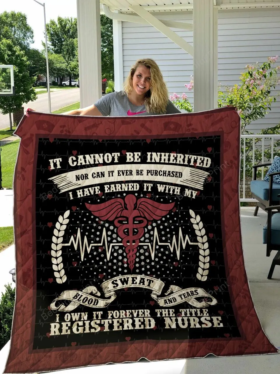Registered Nurse It Cannot Be Inherited Nor Can It Ever Be Purchased Quilt Blanket Great Customized Gifts For Birthday Christmas Thanksgiving Perfect Gifts For Registered Nurse and Home Decor