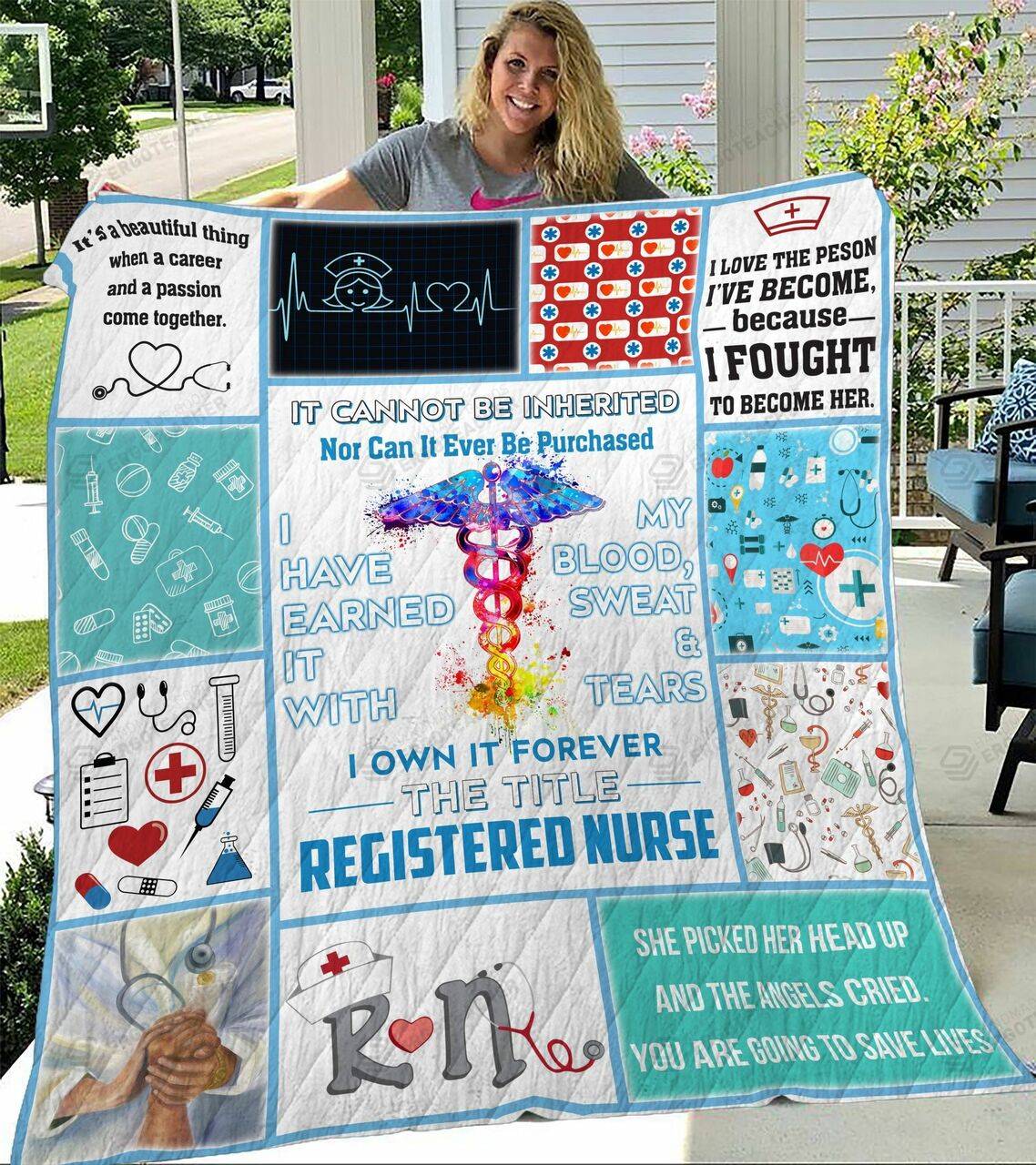 Registered Nurse ItS A Beautiful Thing When A Career And A Passion Come Together Quilt Blanket Great Customized Blanket Gifts For Birthday Christmas Thanksgiving and Home Decor