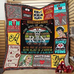 Registered Nurse The Soul Of An Angel The Heart Of A Hippie Quilt Blanket Great Customized Blanket Gifts For Birthday Christmas Thanksgiving and Home Decor