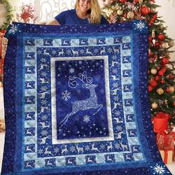 Reindeer Quilt Blanket Bbb061114Mh and Home Decor