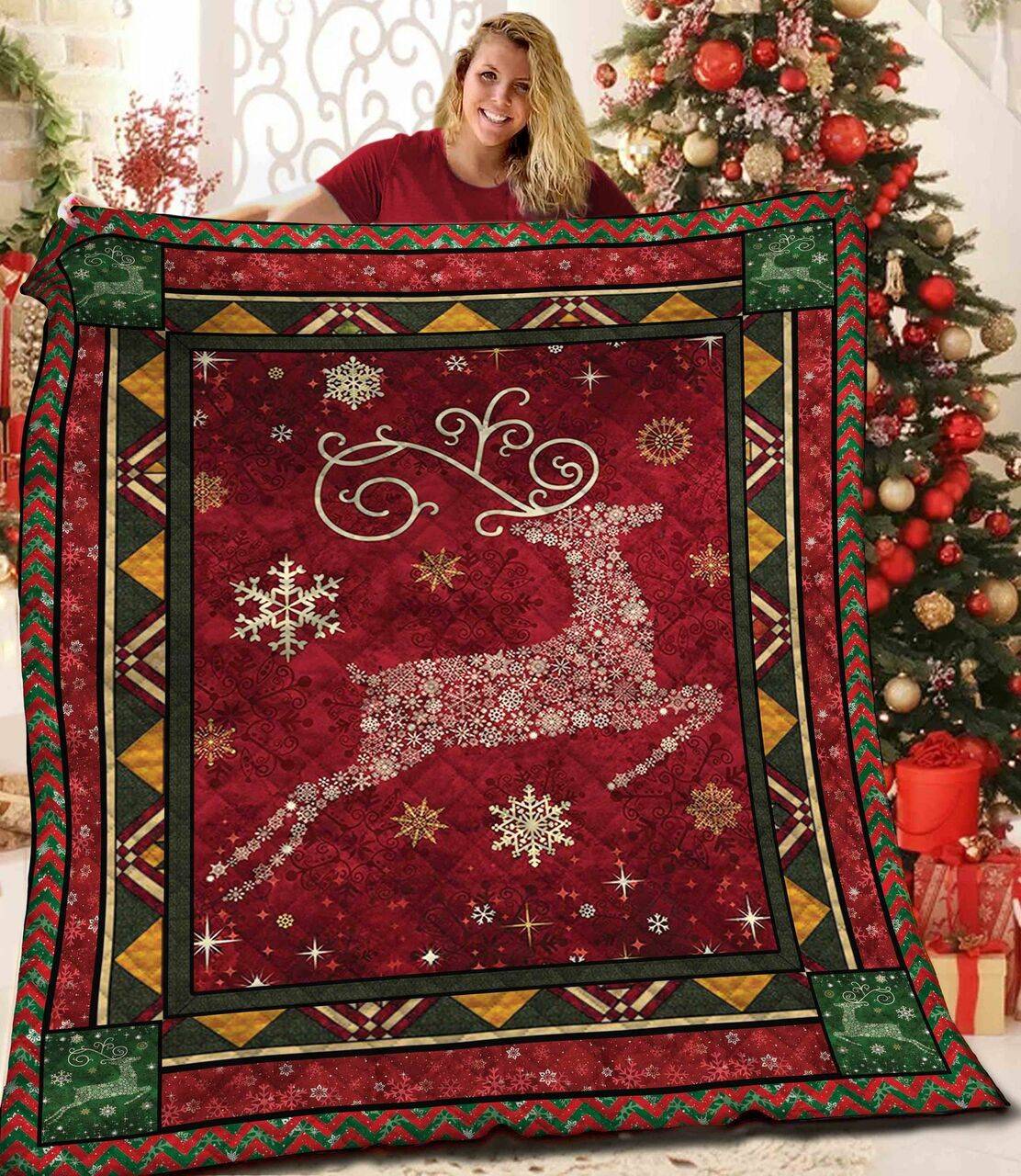 Reindeer Quilt Blanket Bbb261003Mh and Home Decor