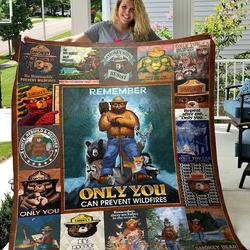 Remember Only You Can Prevent Wildfires Camping Quilt and Home Decor