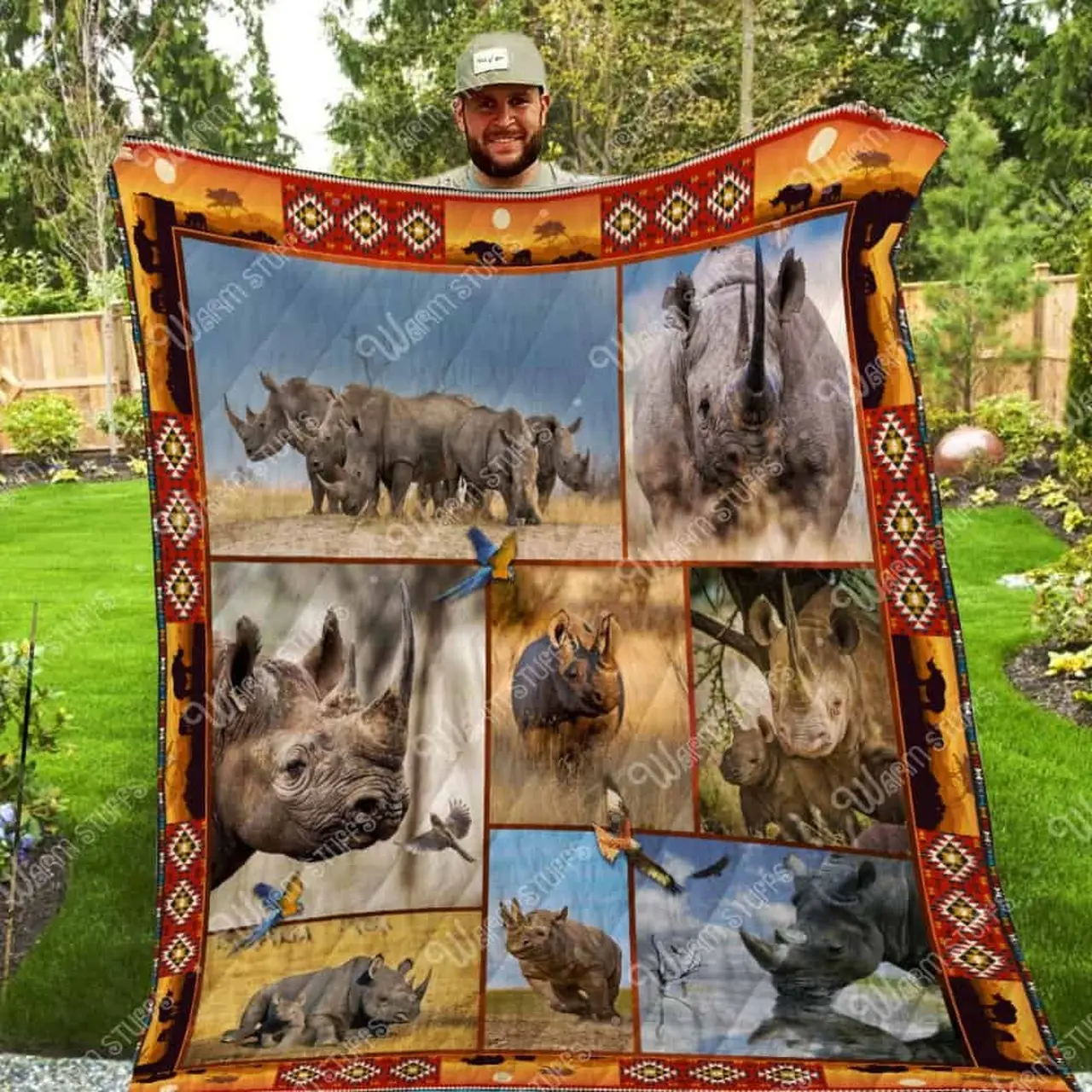 Rhino Dream Life Washable Quilt 1203 - P38 and Home Decor