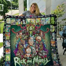 Rick And Morty Quilt Blanket Gift For Fans and Home Decor