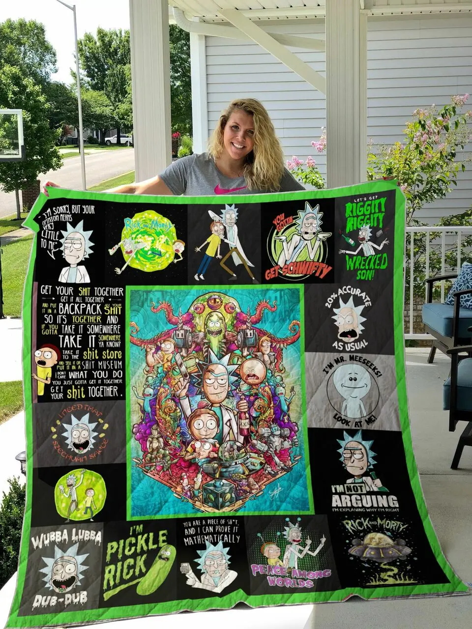 Rick And Morty Quotes Quilt Blanket and Home Decor