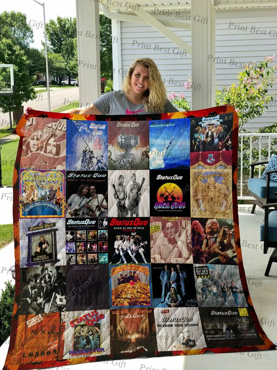 Rick Parfitt Albums Cover Poster Quilt Blanket Ver 2 and Home Decor