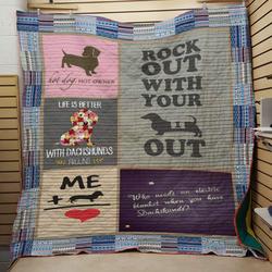 Rock Out Wth Your Dachshund Out Quilt and Home Decor