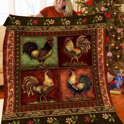 Rooster JFJ12044 3D Customized Quilt 2707 and Home Decor