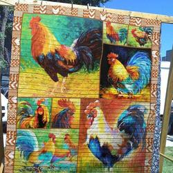 Rooster Nx090533 Quilt Blanket and Home Decor