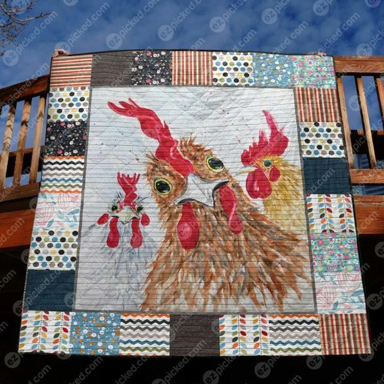 Rooster Quilt Blanket Vq06 Quilt and Home Decor