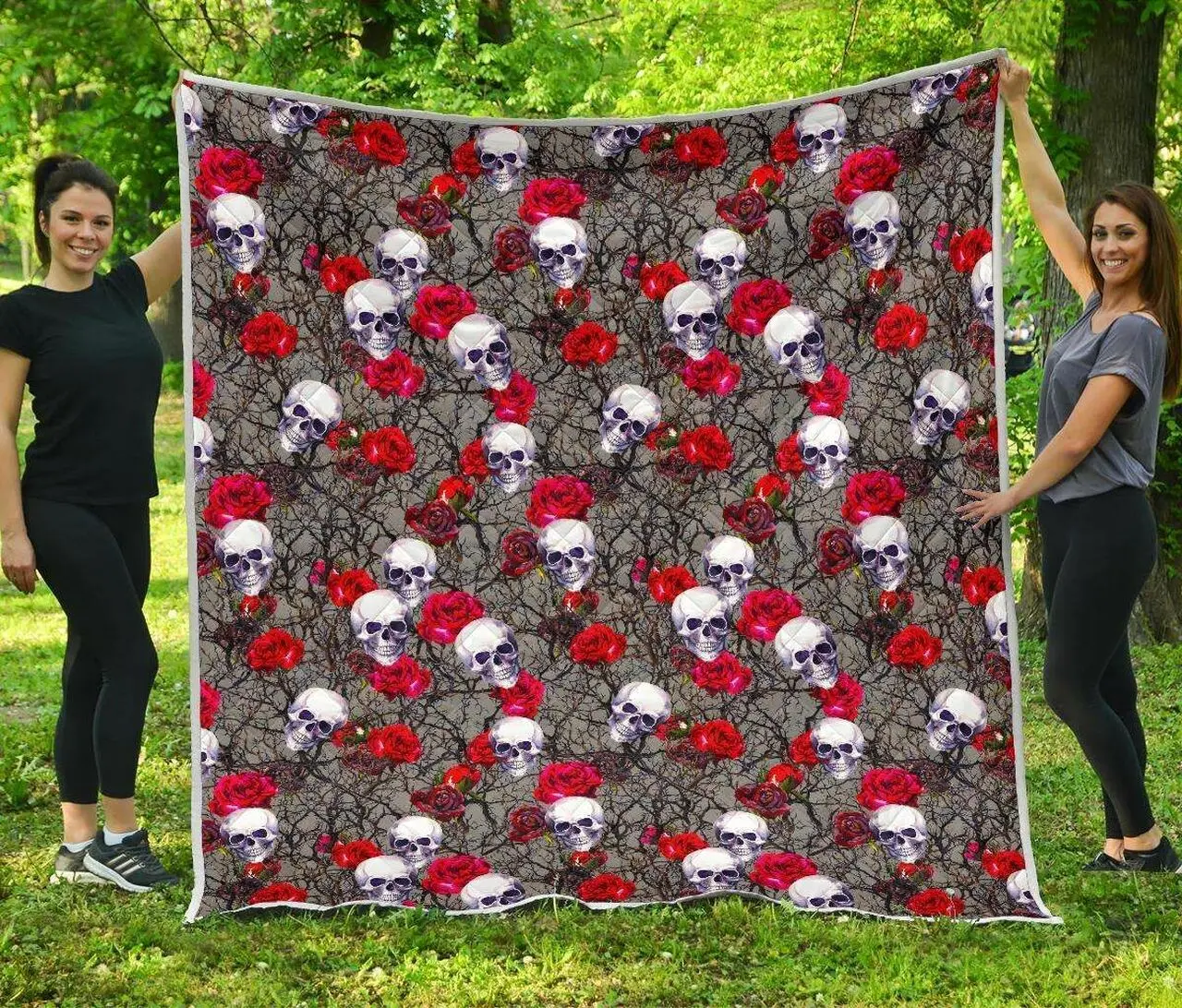 Rose Branch Skull Cl17100540Mdq Quilt Blanket and Home Decor