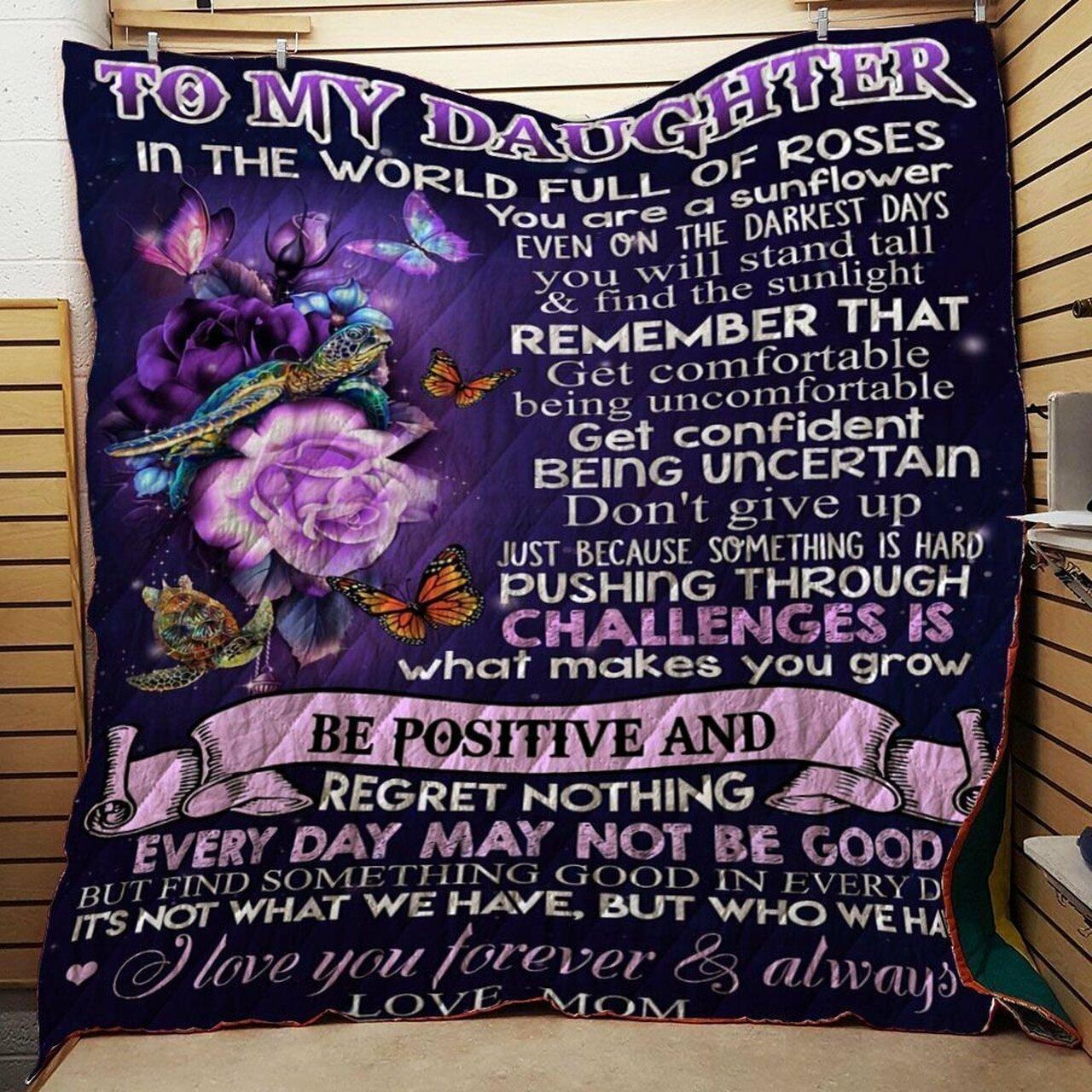 Roses Butterfly To My Daughter Love Mom Quilt Tdhrf and Home Decor